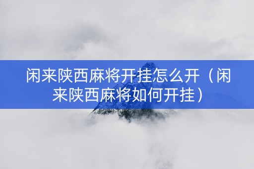 闲来陕西麻将开挂怎么开（闲来陕西麻将如何开挂）