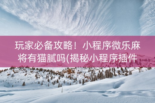 玩家必备攻略！小程序微乐麻将有猫腻吗(揭秘小程序插件免费)