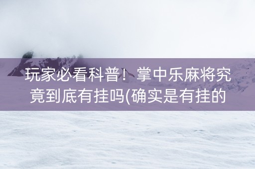 玩家必看科普！掌中乐麻将究竟到底有挂吗(确实是有挂的)