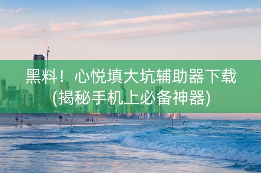 黑料！心悦填大坑辅助器下载(揭秘手机上必备神器)