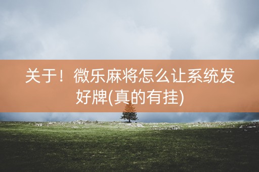 关于！微乐麻将怎么让系统发好牌(真的有挂)