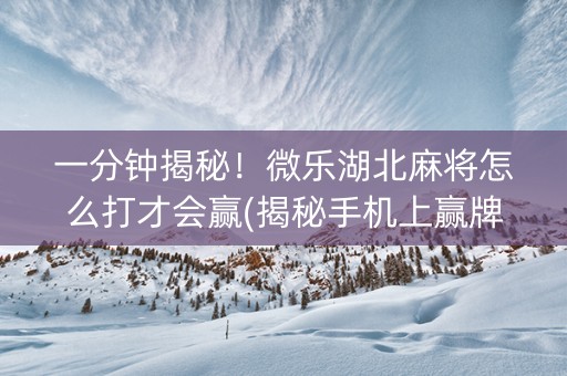一分钟揭秘！微乐湖北麻将怎么打才会赢(揭秘手机上赢牌的技巧)