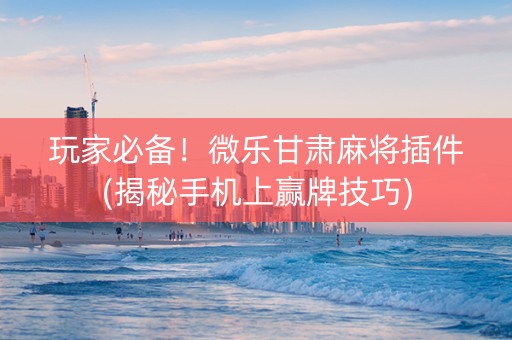 玩家必备！微乐甘肃麻将插件(揭秘手机上赢牌技巧)