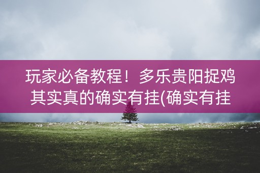 玩家必备教程！多乐贵阳捉鸡其实真的确实有挂(确实有挂吗)
