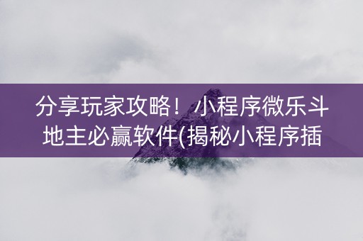 分享玩家攻略！小程序微乐斗地主必赢软件(揭秘小程序插件免费)