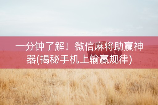 一分钟了解！微信麻将助赢神器(揭秘手机上输赢规律)