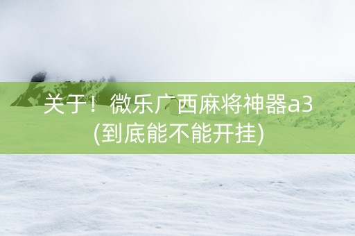 关于！微乐广西麻将神器a3(到底能不能开挂)
