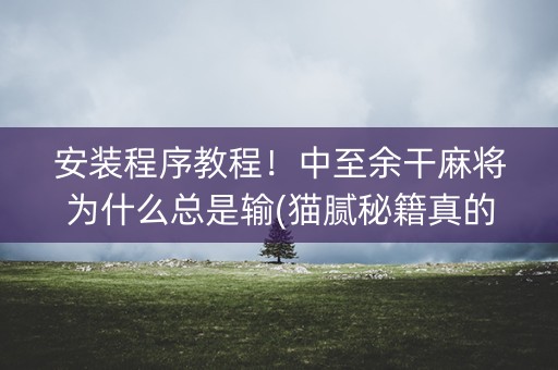 安装程序教程！中至余干麻将为什么总是输(猫腻秘籍真的有挂)