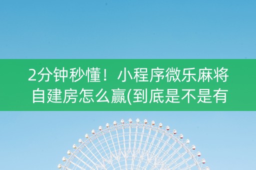 2分钟秒懂！小程序微乐麻将自建房怎么赢(到底是不是有挂)
