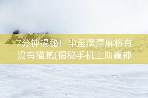 7分钟揭秘！中至鹰潭麻将有没有猫腻(揭秘手机上助赢神器)