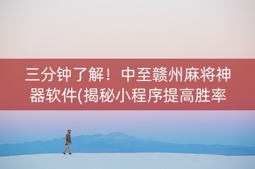 三分钟了解！中至赣州麻将神器软件(揭秘小程序提高胜率)