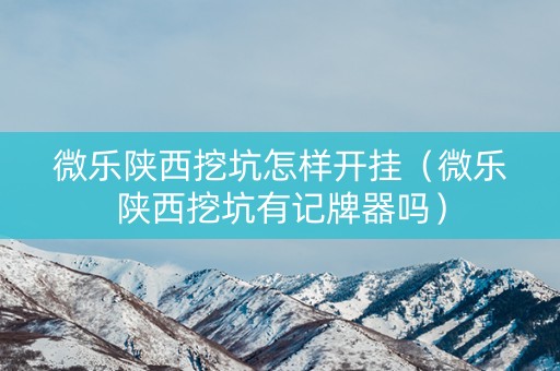 微乐陕西挖坑怎样开挂（微乐陕西挖坑有记牌器吗）