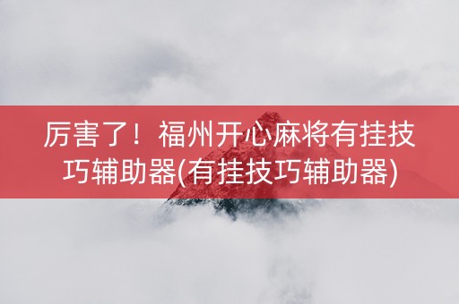 厉害了！福州开心麻将有挂技巧辅助器(有挂技巧辅助器)
