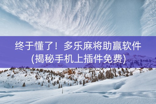 终于懂了！多乐麻将助赢软件(揭秘手机上插件免费)