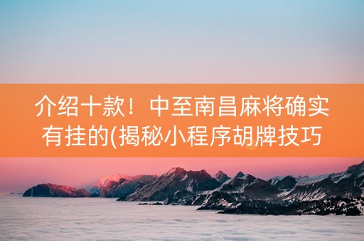 介绍十款！中至南昌麻将确实有挂的(揭秘小程序胡牌技巧)