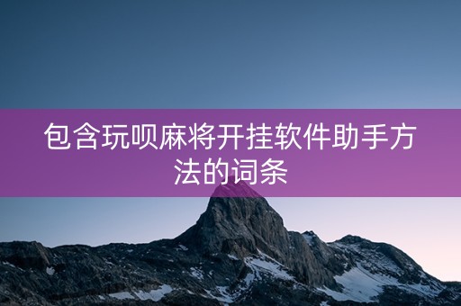 包含玩呗麻将开挂软件助手方法的词条