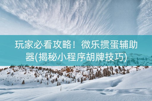 玩家必看攻略！微乐掼蛋辅助器(揭秘小程序胡牌技巧)