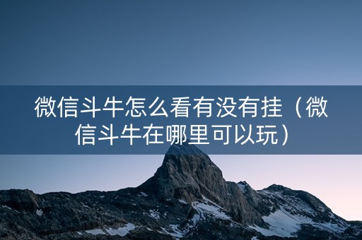 微信斗牛怎么看有没有挂（微信斗牛在哪里可以玩）