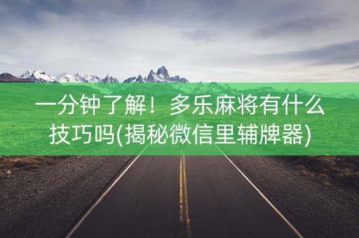 一分钟了解！多乐麻将有什么技巧吗(揭秘微信里辅牌器)