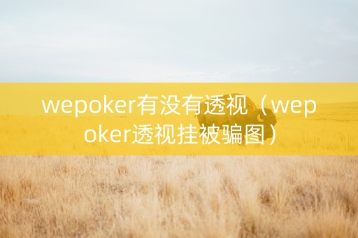wepoker有没有透视（wepoker透视挂被骗图）