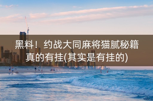 黑料！约战大同麻将猫腻秘籍真的有挂(其实是有挂的)
