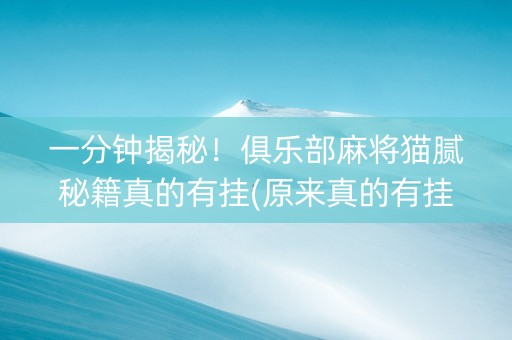 一分钟揭秘！俱乐部麻将猫腻秘籍真的有挂(原来真的有挂)