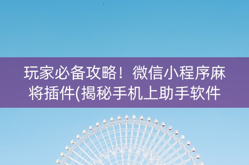 玩家必备攻略！微信小程序麻将插件(揭秘手机上助手软件)