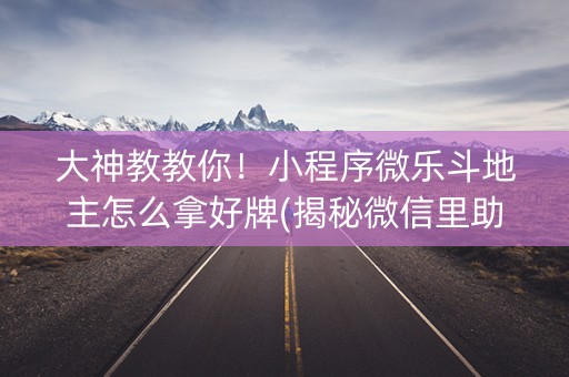 大神教教你！小程序微乐斗地主怎么拿好牌(揭秘微信里助赢神器购买)