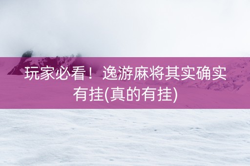 玩家必看！逸游麻将其实确实有挂(真的有挂)