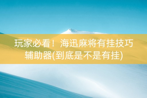 玩家必看！海迅麻将有挂技巧辅助器(到底是不是有挂)