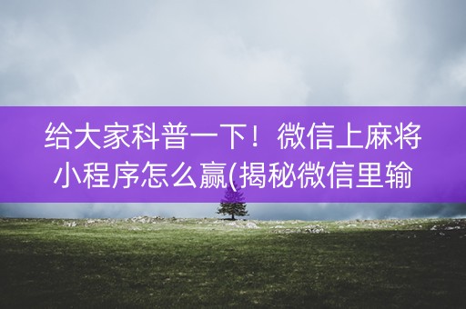 给大家科普一下！微信上麻将小程序怎么赢(揭秘微信里输赢规律)