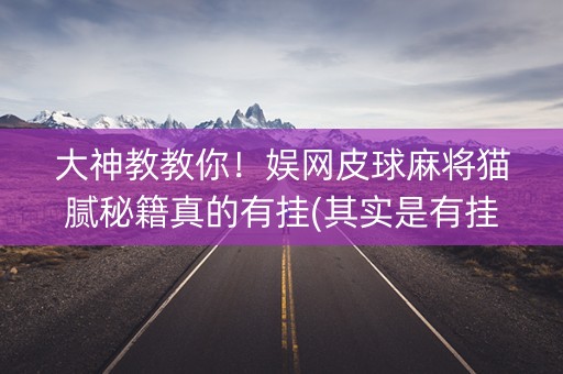大神教教你！娱网皮球麻将猫腻秘籍真的有挂(其实是有挂的)