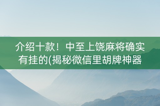 介绍十款！中至上饶麻将确实有挂的(揭秘微信里胡牌神器)