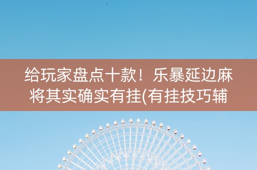 给玩家盘点十款！乐暴延边麻将其实确实有挂(有挂技巧辅助器)