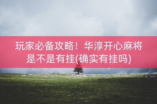 玩家必备攻略！华淳开心麻将是不是有挂(确实有挂吗)