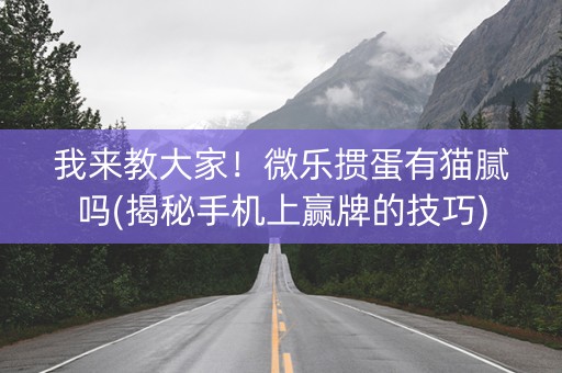 我来教大家！微乐掼蛋有猫腻吗(揭秘手机上赢牌的技巧)
