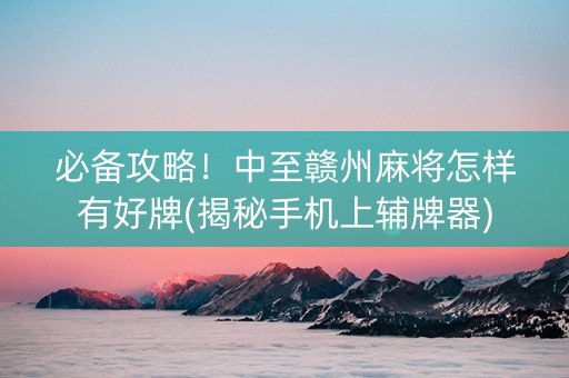 必备攻略！中至赣州麻将怎样有好牌(揭秘手机上辅牌器)
