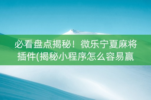 必看盘点揭秘！微乐宁夏麻将插件(揭秘小程序怎么容易赢)