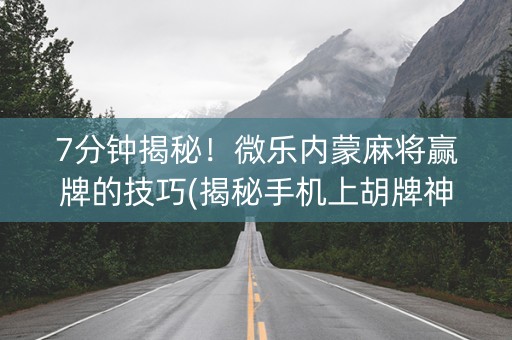 7分钟揭秘！微乐内蒙麻将赢牌的技巧(揭秘手机上胡牌神器)