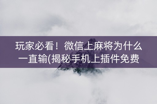 玩家必看！微信上麻将为什么一直输(揭秘手机上插件免费)