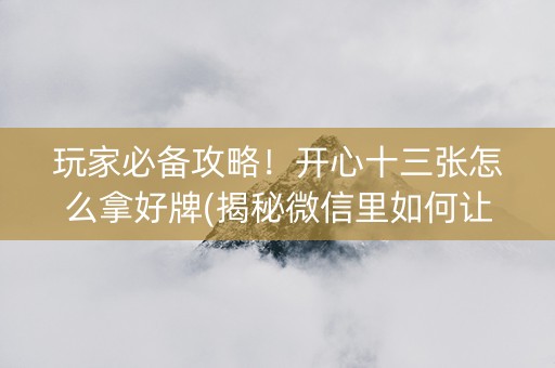 玩家必备攻略！开心十三张怎么拿好牌(揭秘微信里如何让牌变好)