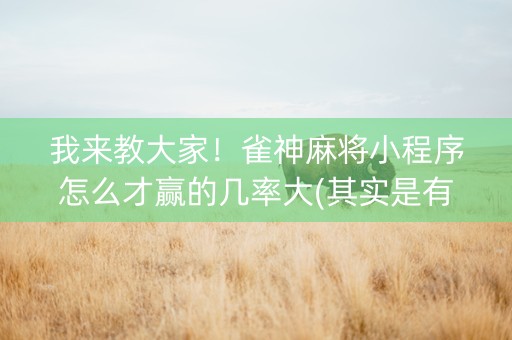 我来教大家！雀神麻将小程序怎么才赢的几率大(其实是有挂的)