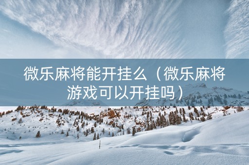 微乐麻将能开挂么（微乐麻将游戏可以开挂吗）