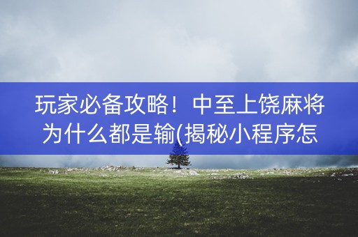 玩家必备攻略！中至上饶麻将为什么都是输(揭秘小程序怎么容易赢)