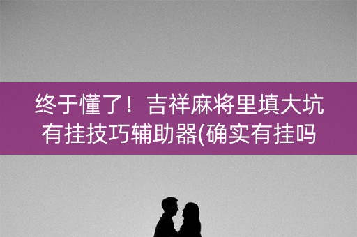终于懂了！吉祥麻将里填大坑有挂技巧辅助器(确实有挂吗)
