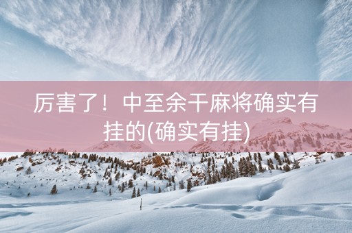 厉害了！中至余干麻将确实有挂的(确实有挂)