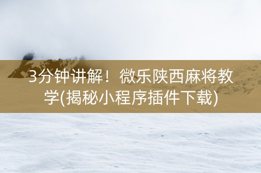3分钟讲解！微乐陕西麻将教学(揭秘小程序插件下载)