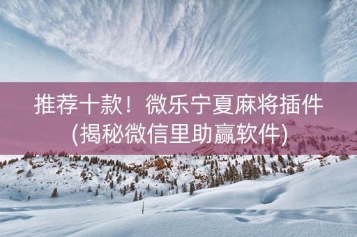 推荐十款！微乐宁夏麻将插件(揭秘微信里助赢软件)