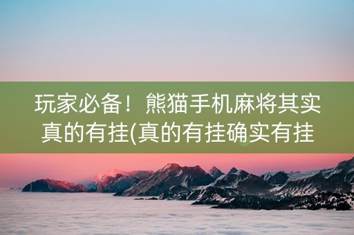 玩家必备！熊猫手机麻将其实真的有挂(真的有挂确实有挂)