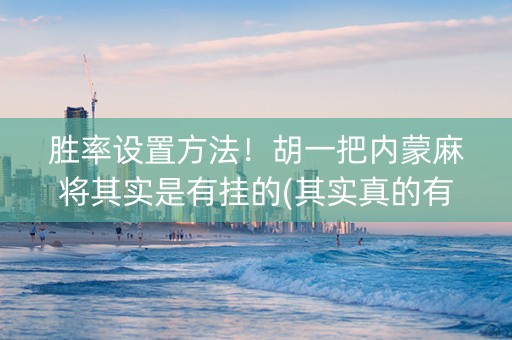 胜率设置方法！胡一把内蒙麻将其实是有挂的(其实真的有挂)